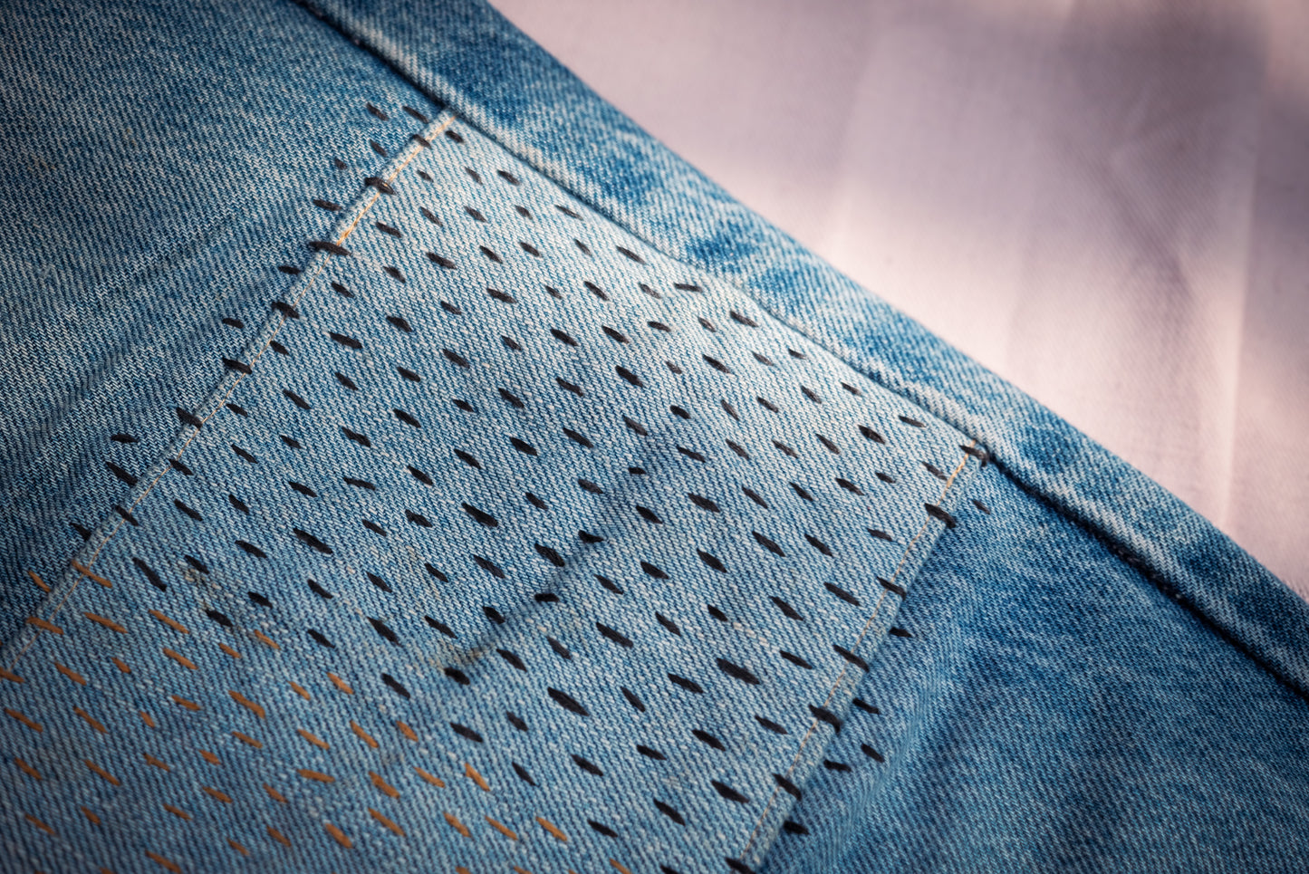 Sashiko Style Patch on Jeans